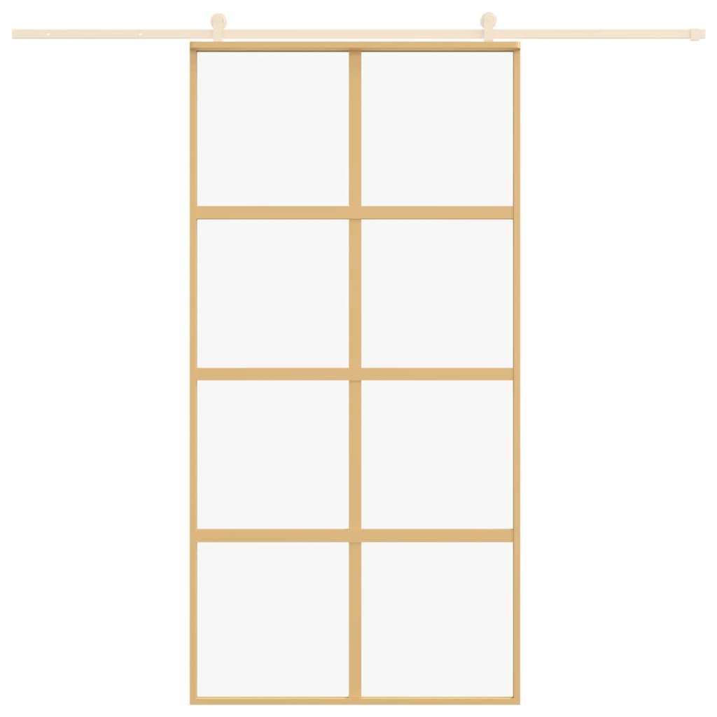 VIDAXL -Schiebetür 102,5 x 205 cm klares ESG -Glas- und Aluminiumgoldfarbe