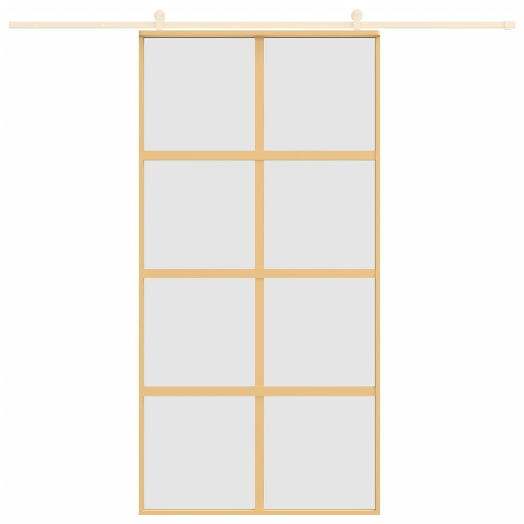 Vidaxl Porte coulissante 102.5x205 cm Verre ESG mate et aluminium or de couleur