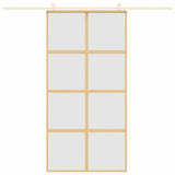 Vidaxl Porte coulissante 102.5x205 cm Verre ESG mate et aluminium or de couleur