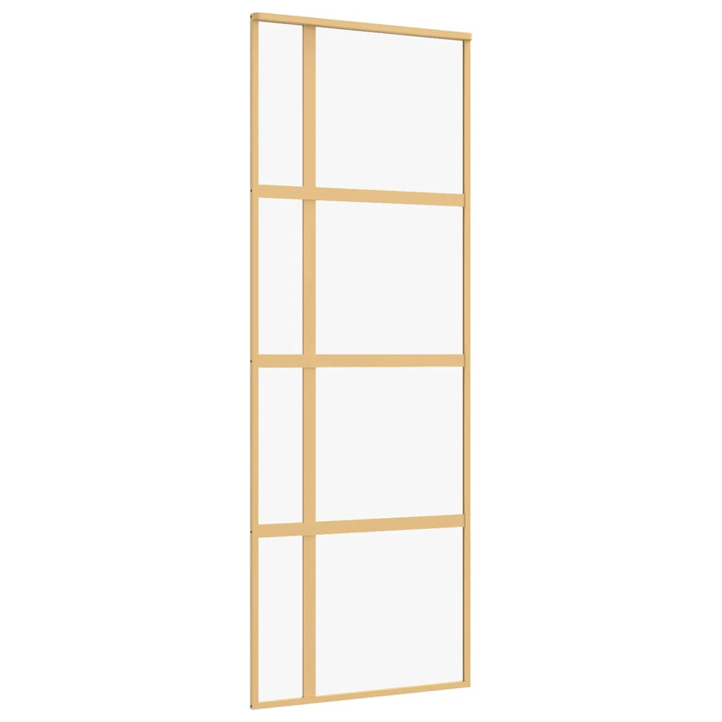 Vidaxl Sliding Porte 76x205 cm Verre ESG transparent et en aluminium or de couleur