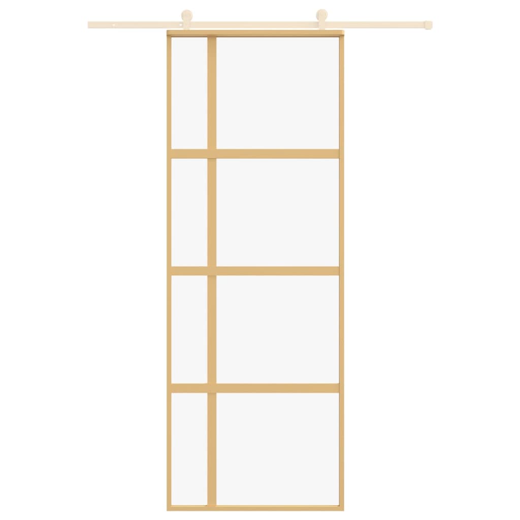 Vidaxl Sliding Porte 76x205 cm Verre ESG transparent et en aluminium or de couleur