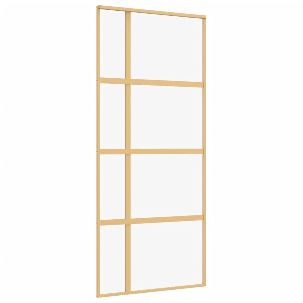 Vidaxl rutscht Dier 90x205 cm kloer ESG Glas an Aluminium Gold faarweg