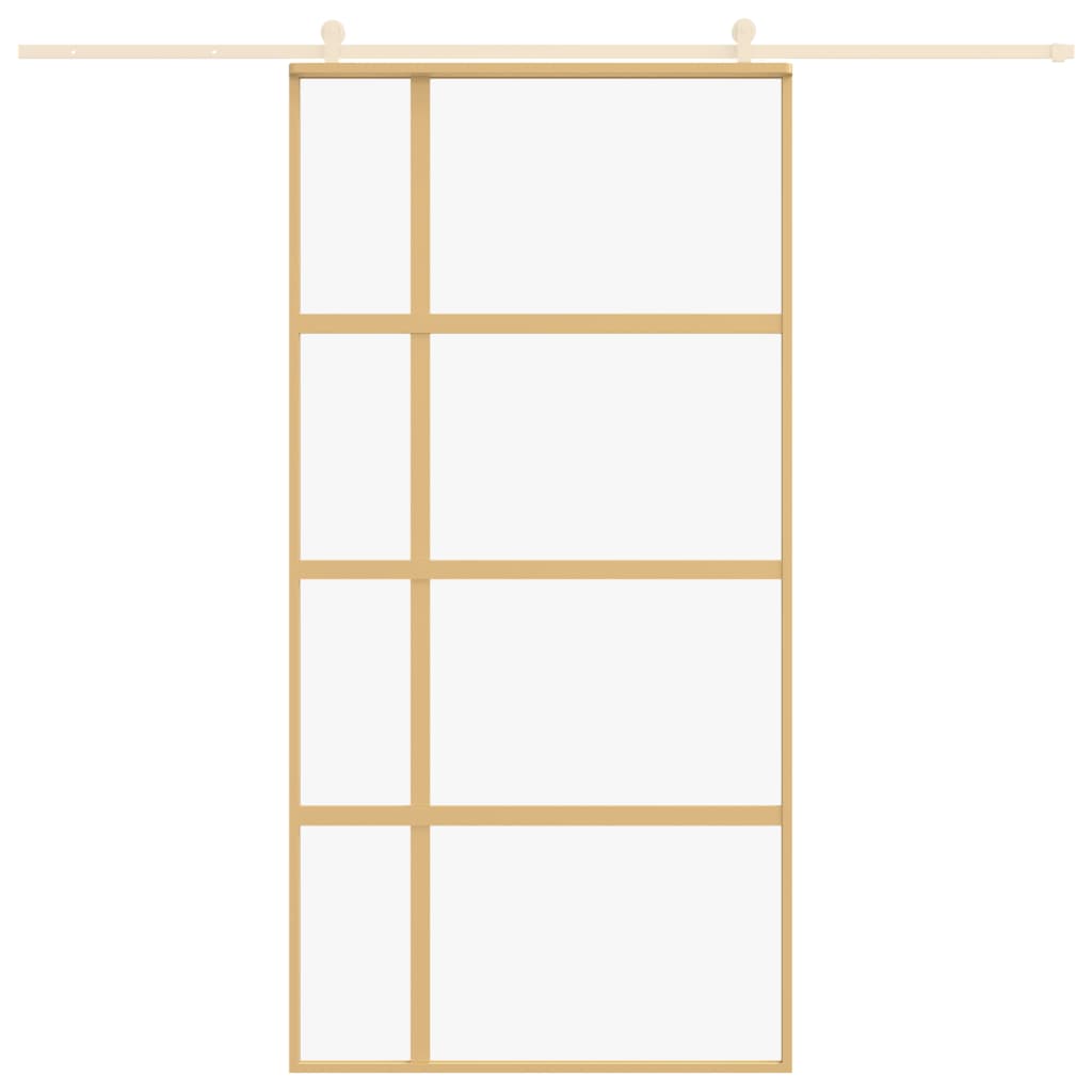 VIDAXL -Schiebetür 102,5 x 205 cm klares ESG -Glas- und Aluminiumgoldfarbe