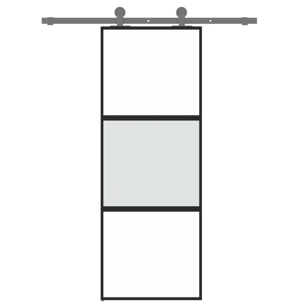 Vidaxl sliding door 76x205 cm hardened glass and aluminum black