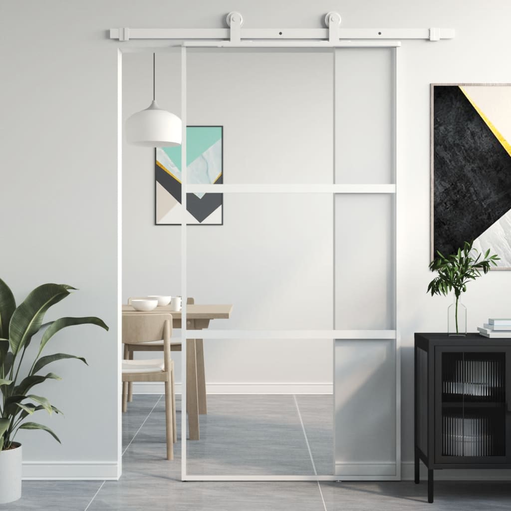 Vidaxl skyvedør 102.5x205 cm herdet glass og aluminiumshvit