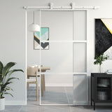 Vidaxl rutscht Dier 102.5x205 cm häertege Glas an Aluminium wäiss