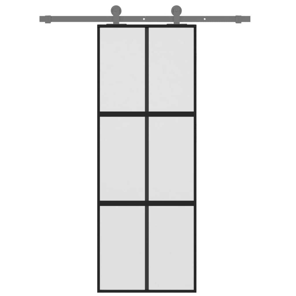 Vidaxl sliding door 76x205 cm hardened glass and aluminum black