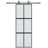 Vidaxl Schiebetür 76x205 cm gehärtetes Glas und Aluminiumschwarz