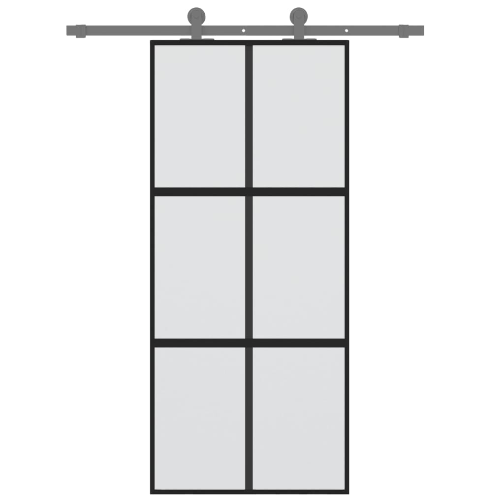 Vidaxl Porte coulissante 90x205 cm Verre durcie et noir en aluminium