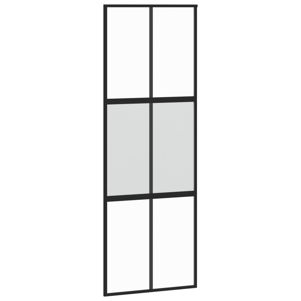 Vidaxl Schiebetür 76x205 cm gehärtetes Glas und Aluminiumschwarz