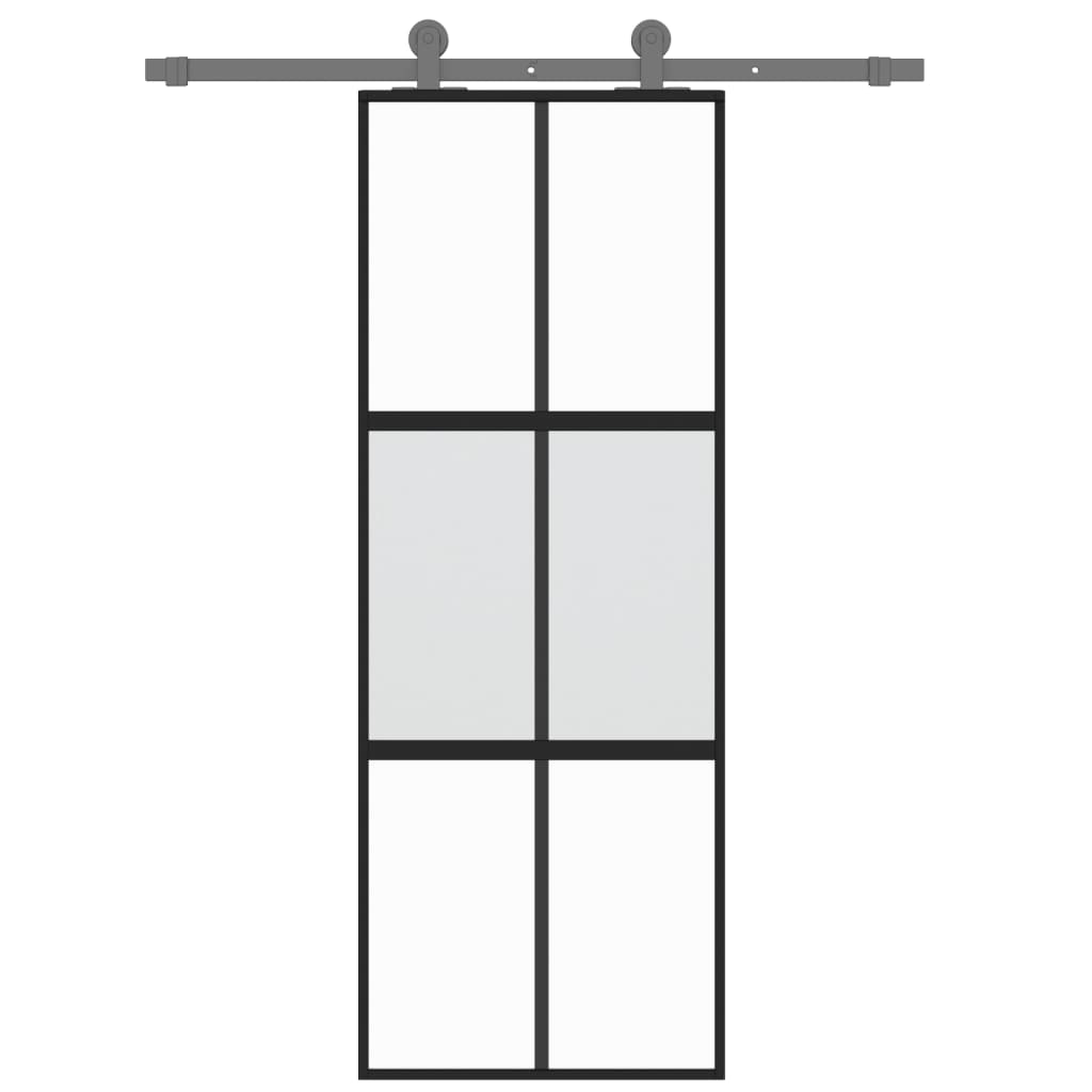 Vidaxl sliding door 76x205 cm hardened glass and aluminum black