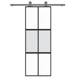 Vidaxl sliding door 76x205 cm hardened glass and aluminum black