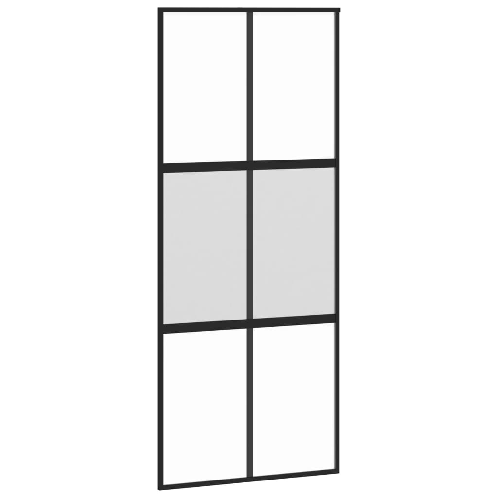 Vidaxl skjutdörr 90x205 cm härdat glas och aluminium svart