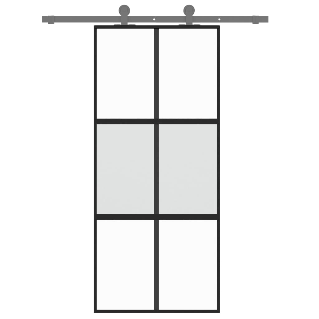 Vidaxl rutscht Dier 90x205 cm häertege Glas an Aluminium schwaarz