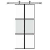 Vidaxl Schiebetür 90x205 cm gehärtetes Glas und Aluminiumschwarz