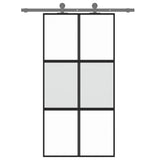 Vidaxl Schiebetür 102,5 x 205 cm gehärtetes Glas und Aluminiumschwarz