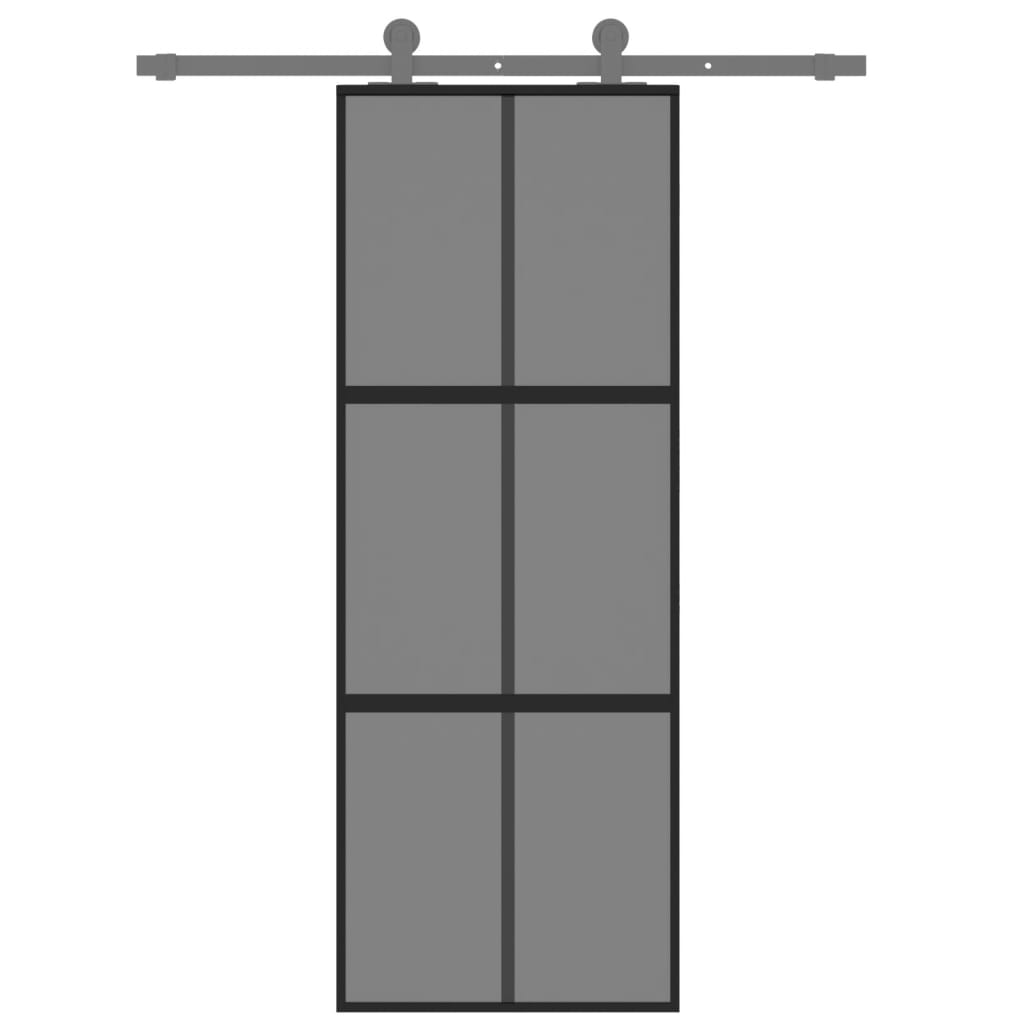 Vidaxl sliding door 76x205 cm hardened glass and aluminum black