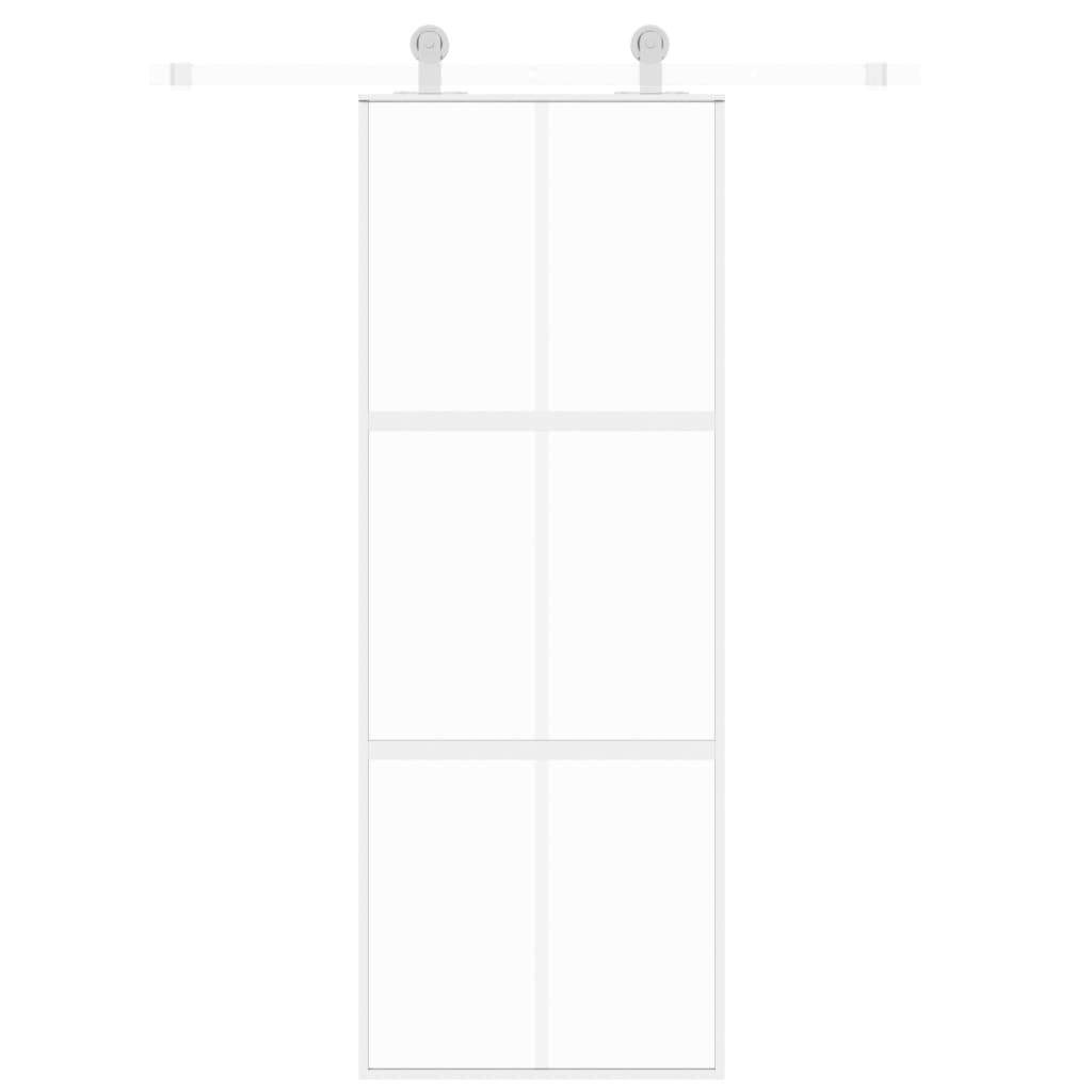 Vidaxl Porte coulissante 76x205 cm Verre durcie et aluminium blanc