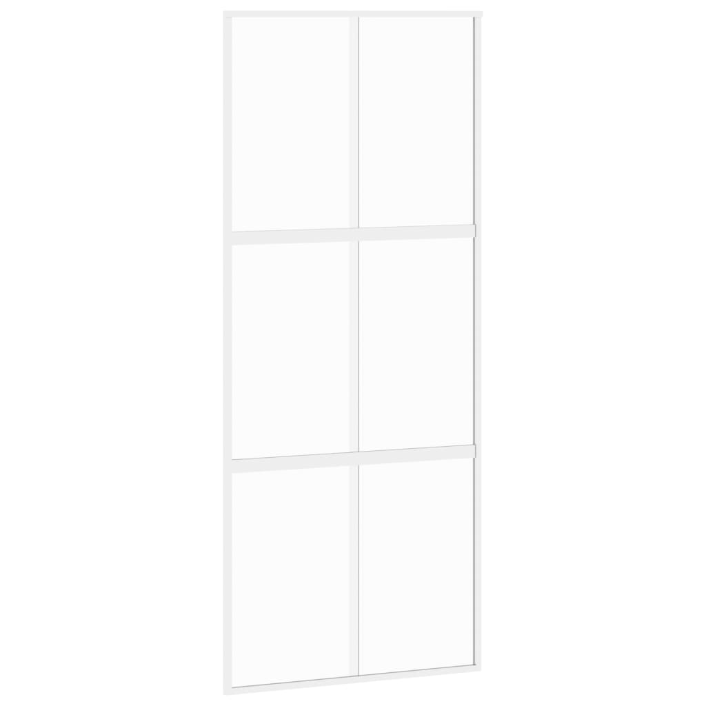 Vidaxl rutscht Dier 90x205 cm häertege Glas an Aluminium wäiss