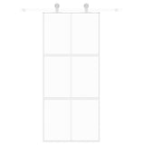 Vidaxl Porte coulissante 90x205 cm Verre durcie et aluminium blanc