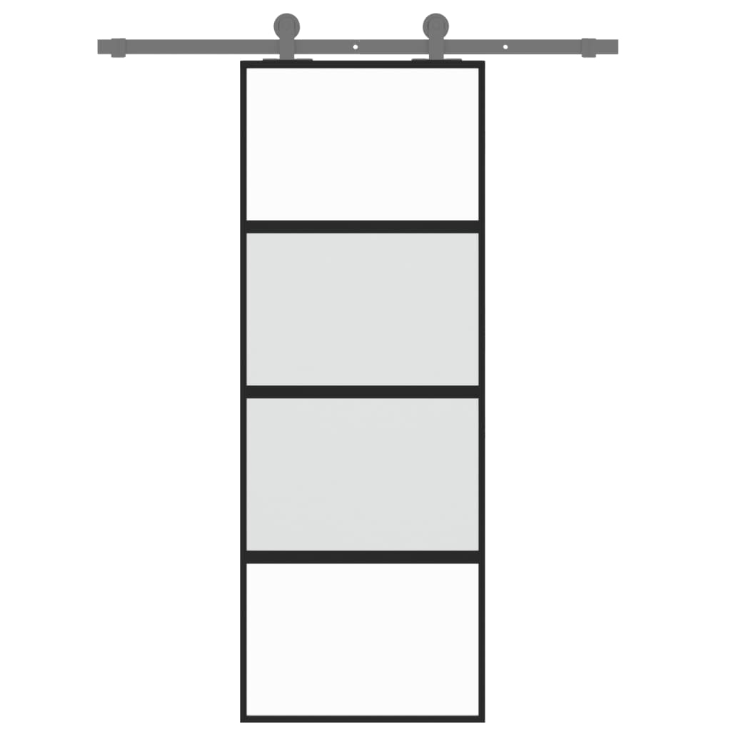 Vidaxl Schiebetür 76x205 cm gehärtetes Glas und Aluminiumschwarz