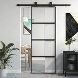 Vidaxl sliding door 76x205 cm hardened glass and aluminum black