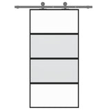 Vidaxl Porte coulissante 102.5x205 cm Verre durcie et noir en aluminium