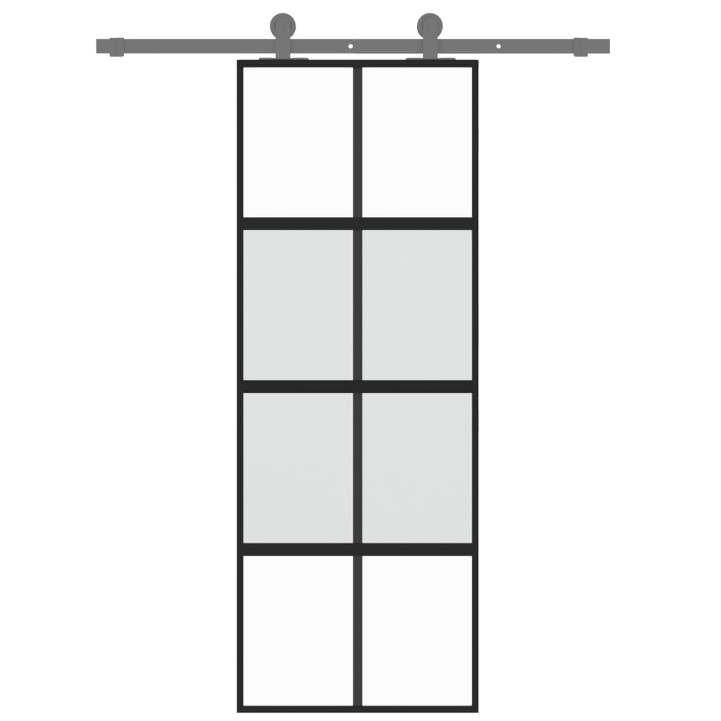 Vidaxl Schiebetür 76x205 cm gehärtetes Glas und Aluminiumschwarz