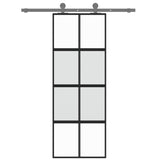 Vidaxl sliding door 76x205 cm hardened glass and aluminum black