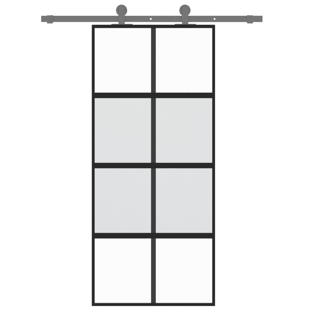 Vidaxl Schiebetür 90x205 cm gehärtetes Glas und Aluminiumschwarz