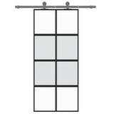 Vidaxl sliding door 90x205 cm hardened glass and aluminum black