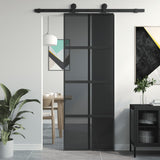 Vidaxl sliding door 76x205 cm hardened glass and aluminum black