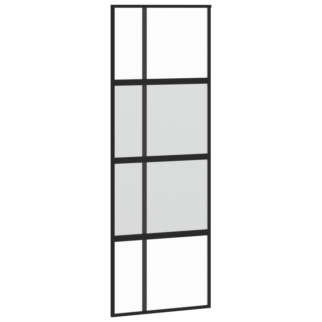 Vidaxl skydedør 76x205 cm hærdet glas og aluminium sort