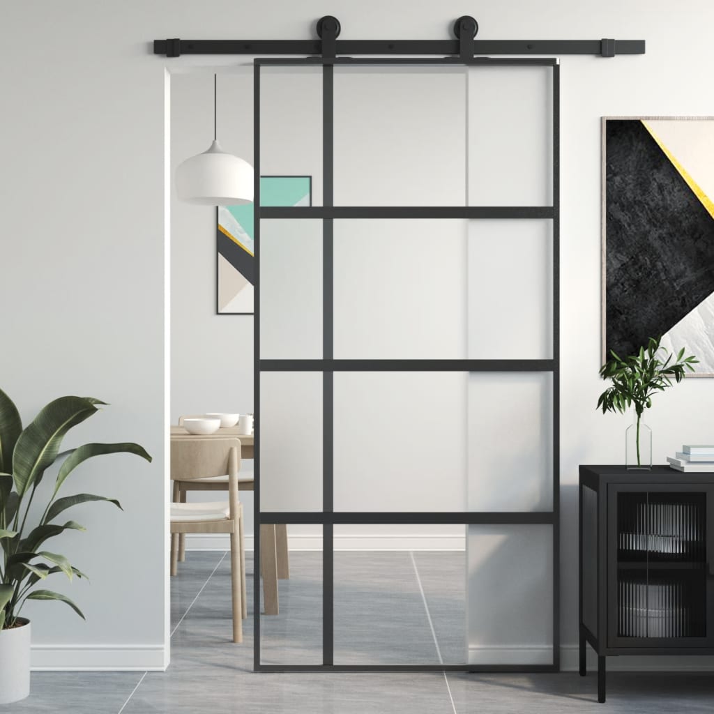 Vidaxl rutscht Dier 102.5x205 cm Häerteg Glas an Aluminiumblack