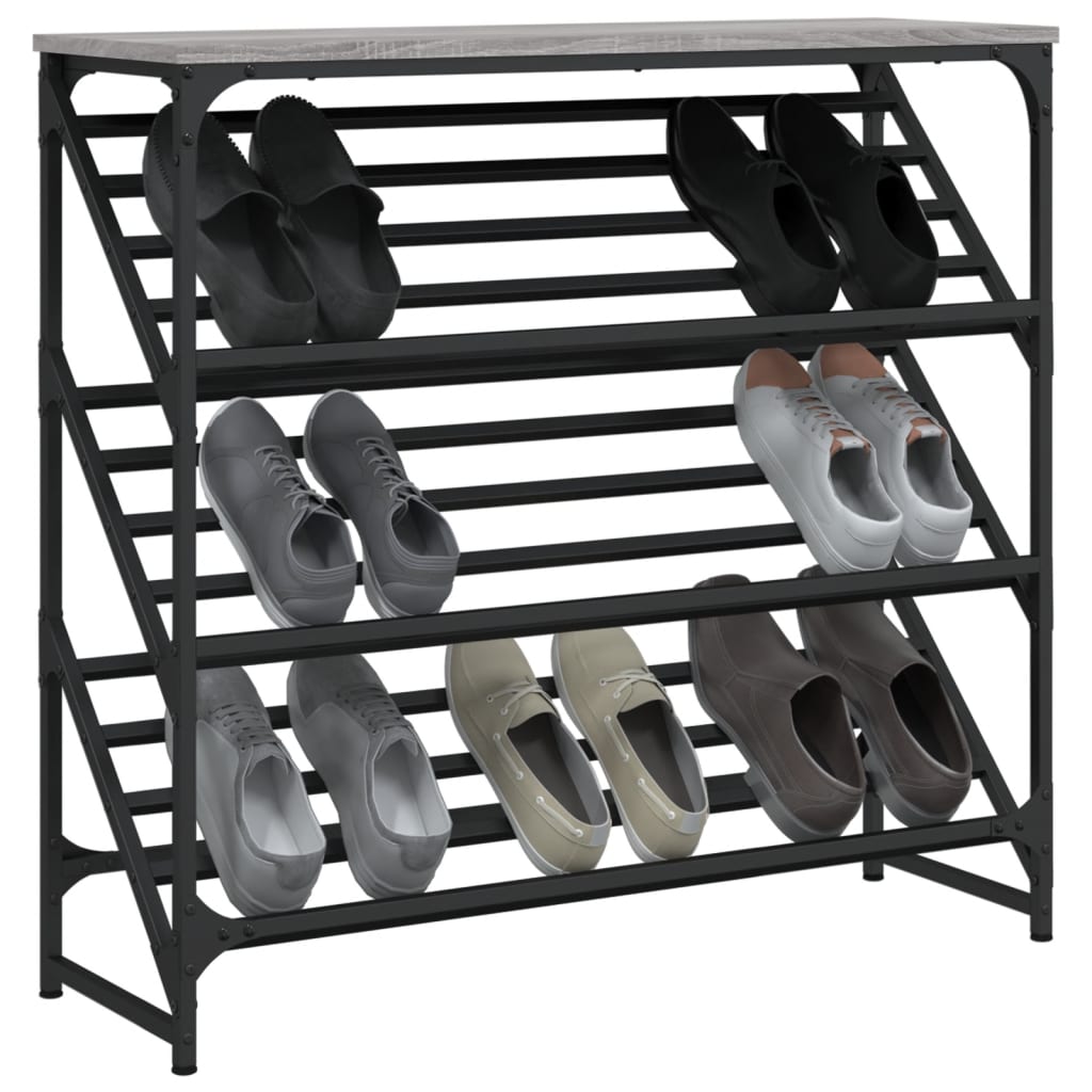 Vidaxl Shoe Rack 90x30x85 cm forarbejdet trægrå sonoma