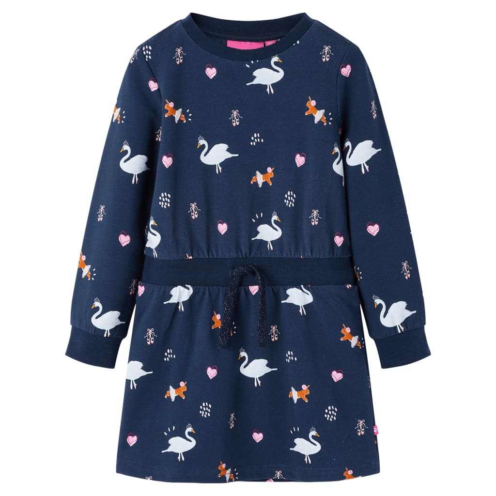 Abito per bambini Vidaxl con maniche lunghe 116 blu navy