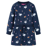 Abito per bambini Vidaxl con maniche lunghe 128 blu navy