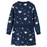 Vidaxl Robe pour enfants à manches longues 128 bleu marine