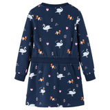 Abito per bambini Vidaxl con maniche lunghe 140 blu navy