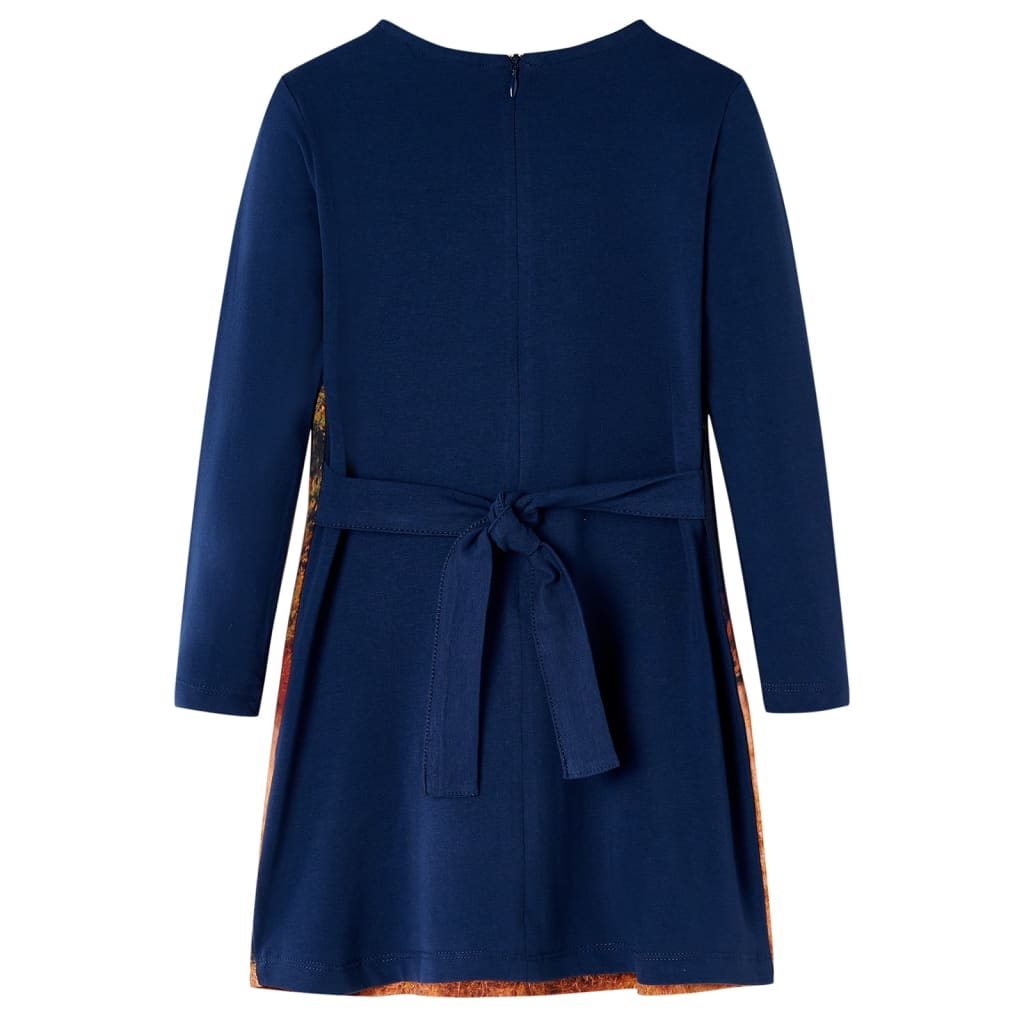 Vidaxl Robe pour enfants à manches longues 128 bleu marine