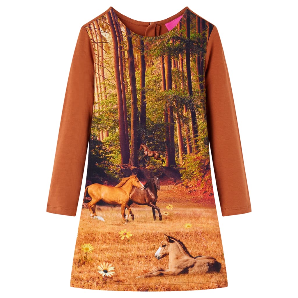 Vidaxl Robe pour enfants à manches longues 104 colored cognac