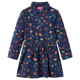 Abito per bambini Vidaxl con maniche lunghe 128 blu navy