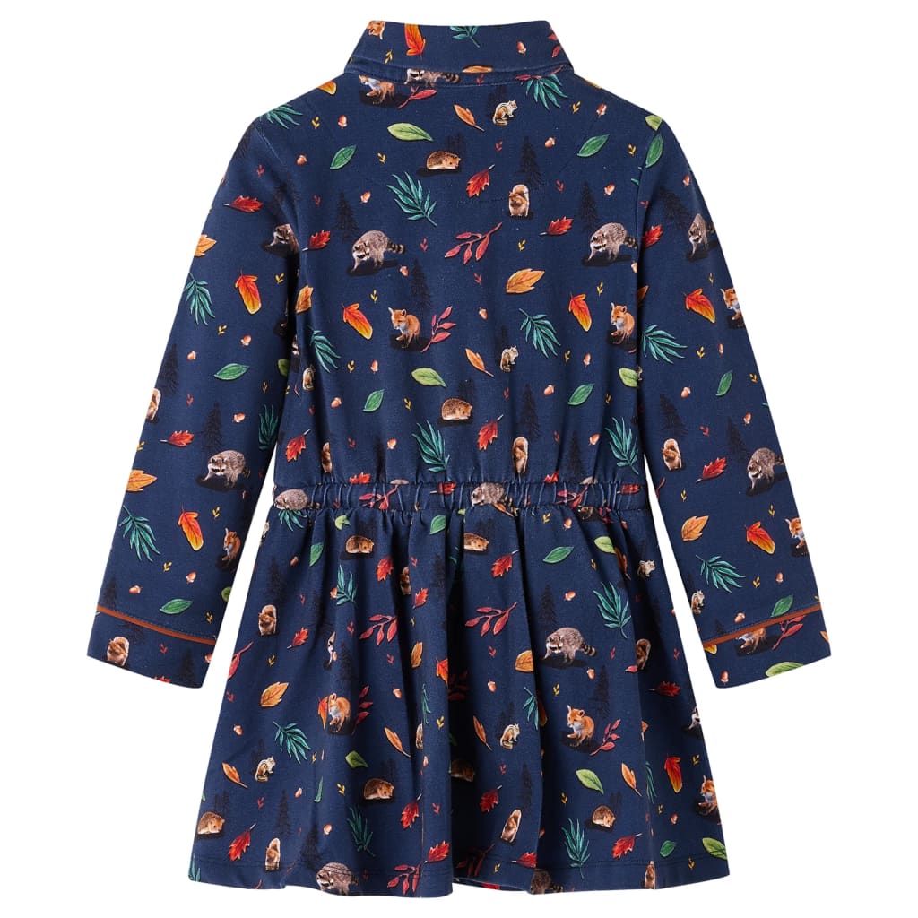 Abito per bambini Vidaxl con maniche lunghe 128 blu navy