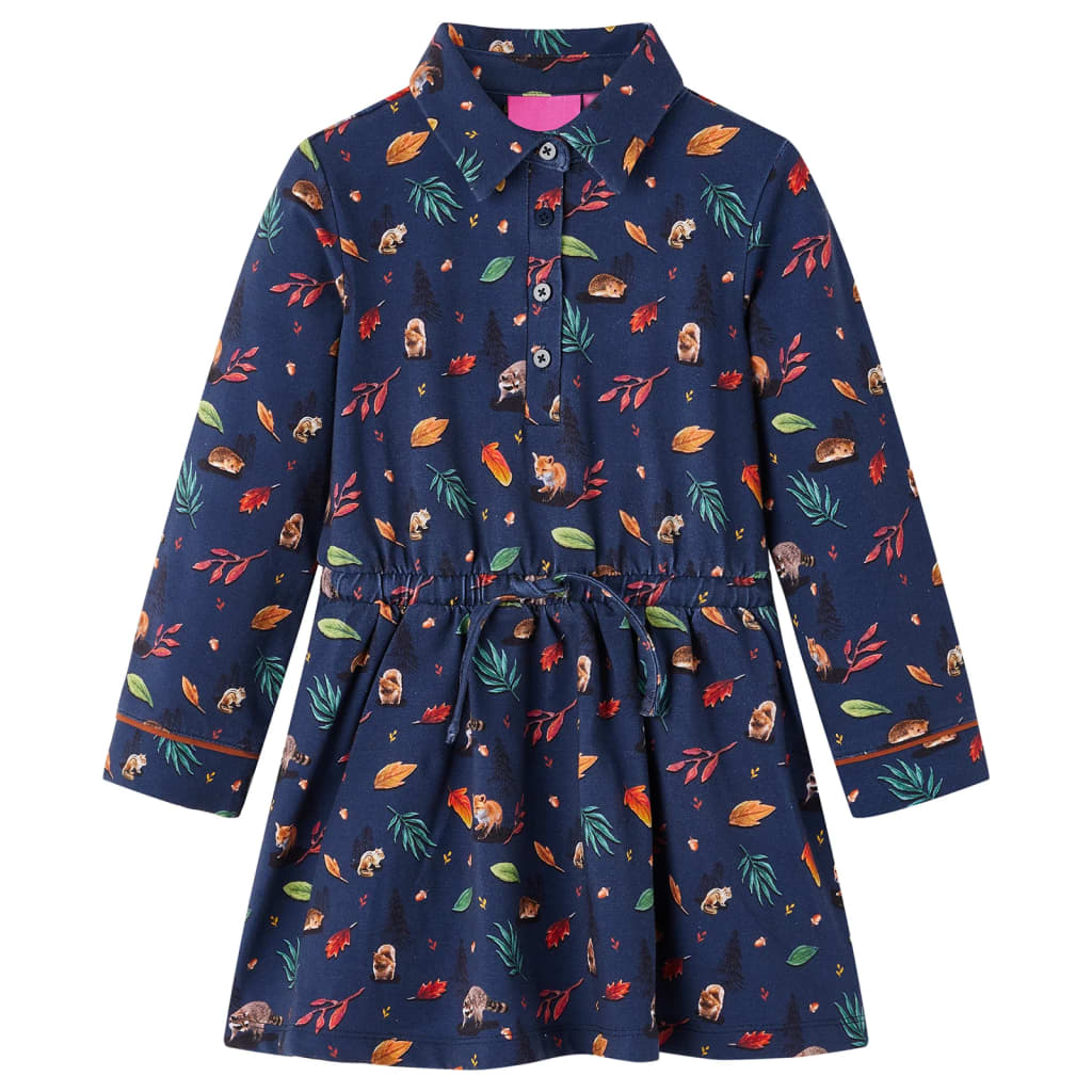 Vidaxl children's dress with long sleeves 140 navy blue