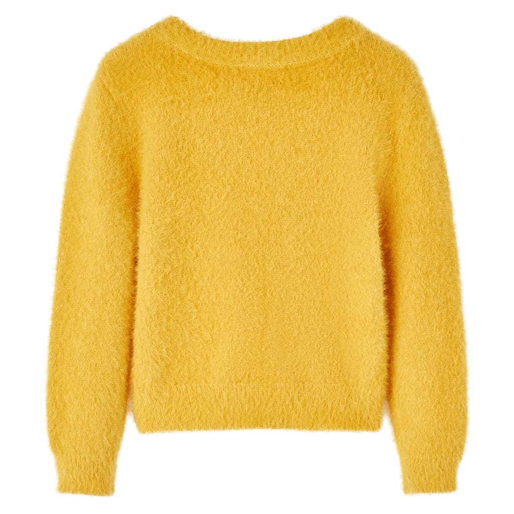 Vidaxl Børns sweater strikket 104 Ocher -farvet