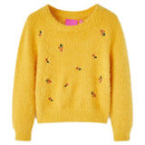 Vidaxl Børns sweater strikket 140 Ocher -farvet