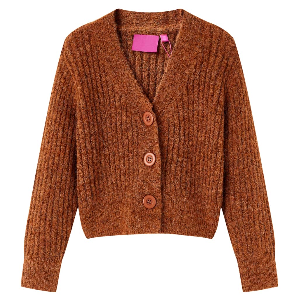 Vidaxl Children's Vest Knitted 128 Cognac colored