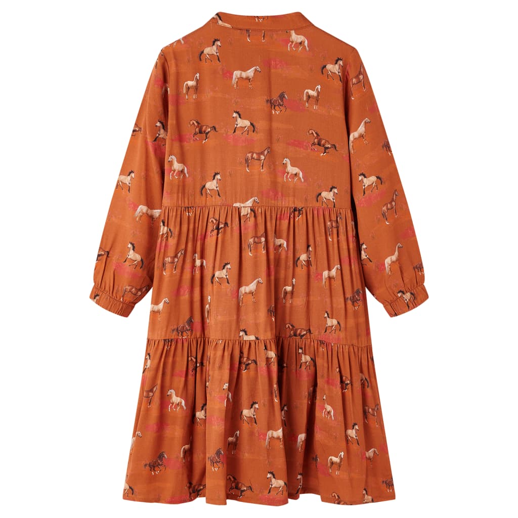 Vidaxl Kinderkleid 140 Cognac gefärbt