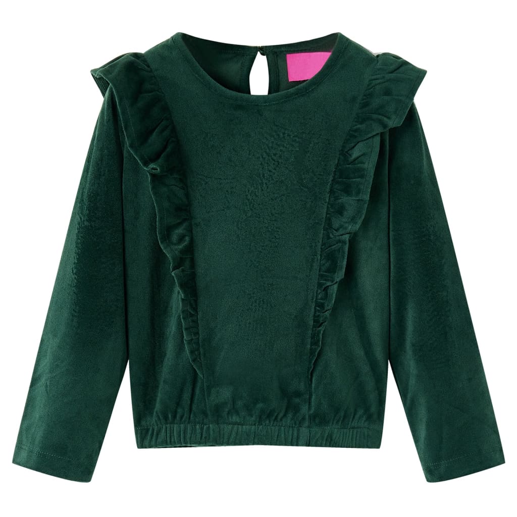 Vidaxl BLOUSTA CON NIÑOS CON RUFFLES 128 DONKERGROEN