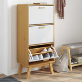 Vidaxl Shoe cabinet Olden 55x35x120 cm Pine wood white and brown